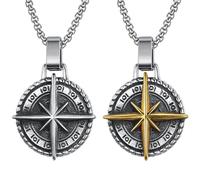 Liitata 2 pezzi bussola ciondolo collana stella nord bussola ciondolo catena rock punk hip hop collane per uomini donne - oro argento