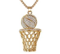 Liitata Basketball Chain Necklace with Hoop Pendant - Bling Hiphop Rockstar Rapper Punk Sport Jewelry for Carnevale Mottoparty