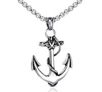 Liitata Collana con ciondolo a forma di ancora, nautica, con ciondolo a forma di ancora, gotico, punk, hip hop, per uomini e donne, stile 3