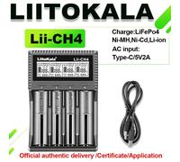 LiitoKala Lii-CH4 CH2 3.7V 3.85V Li ion 18650 1.2V 1.5V Ni MH AA AAA 3.2V/3.65V LiFePO4 Caricatore intelligente ricaricabile LED 0.5A 1A