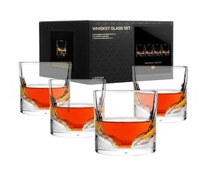 LIITON Grand Canyon - Set di 4 bicchieri da whisky congelabili antichi per rinfrescare cocktail, bourbon, scotch con 0,5 kg di cristallo Frozen, regalo da uomo per la festa delle vacanze