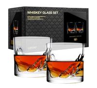 LIITON Set regalo di bicchieri da whisky in cristallo pesante, vetro bourbon congelabile da 0,5 kg ciascuno, regalo di alta qualità per whisky da uomo, congelati Crystal Chills cocktail