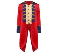 LiiYii Bambini Ragazzi Costume da Guerra Rivoluzionaria Costume da Napoleone Tailcoat Cappotto Steampunk Vittoriano Giacca Medievale Gentleman Cosplay Carnevale Rosso 9-10 anni
