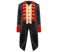 LiiYii Bambini Ragazzi Costume da Guerra Rivoluzionaria Costume da Napoleone Tailcoat Cappotto Steampunk Vittoriano Giacca Medievale Gentleman Cosplay Carnevale Nero 9-10 anni