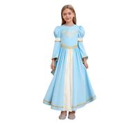 LiiYii Costume da Principessa Medievale per Bambina Abito da Principessa Rinascimentale Vestito Vittoriano Abiti Storici per Feste e Eventi Speciali Azzurro 9-10 anni