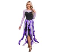 LiiYii Costume da Sirenetta Donna Cosplay Abito da Strega Gotico Sea Witch Costume Polpo Costume Fata Cattivap per Halloween Carnevale Compleanno Viola 4XL
