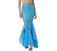 LiiYii Gonna Lunga con Paillettes Gonna a Sirena Donna Coda Sirena Gonna da Spiaggia Mare Maxi Gonna di Danza del Ventre Costume di Halloween Carnevale Blu S