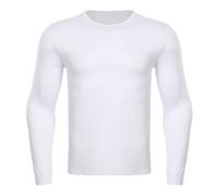 LiiYii Maglietta Intima Termica Uomo Manica Lunga T-Shirt Tinta Unita Girocollo Basic Maglia Termiche Invernale Top Sportivo da Corsa Ciclismo Fitness Palestra Bianco L