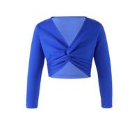 LiiYii Top Danza Classica Bambina Maglioncino da Balletto con Pile Cardigan Avvolgente Manica Lunga Maglia a Incrocio per Ginnastica Allenamento Dancewear Blu 9-10 Anni