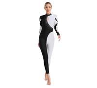 LiiYii Tuta da Ginnastica da Donna Body da Ginnastica a Manica Lunga Glitterata Tuta Intera da Pattinaggio Artistico Jumpsuit Sportiva Ballerina Aerea Yoga Body Bianco M