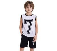 LiiYii Uniformi da Boxe Bambino e Ragazzo Canotta da Boxe Canottiera Pugilato Boxing Vest e Pantaloncini Muay Thai Fight Shorts Abbigliamento Arti Marziali Bianco Nero A 11-12 Anni