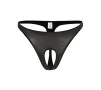 LiiYii Uomo T-Back Thong G -String Vita Bassa Perizoma Aperto Anteriore Trasperente Mutande Jockstrap Bikini Slip Biancheria Intima Underwear Nero L