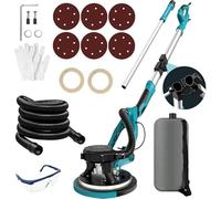 Lijadora Eléctrica Para Panel de Yeso, Lijadora Con Luces LED di Doble Livell,5 Velocidades Variabili, 6.6 Pies Mango Telescópico, Lijadora Eléctrica Para Yeso Con 6 Discos de Lijado y Bolsa de