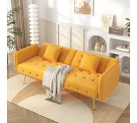 LIJBDDM Divano letto multifunzionale a due posti con funzione letto, schienale regolabile e braccioli multiposizione. Moderno divano letto pieghevole per il soggiorno. (Yellow + Foam + 2 Seat)