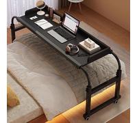 LIJBDDM Tavolo da Letto Mobile Regolabile in Altezza con Ruote,Comodino Regolabile con 4 Ruote Postazione di Lavoro Portatile in Piedi, Lavoro di Studio, Colore Legno Medico Ospedaliero(Color:Nero)