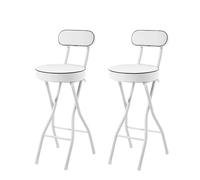 LIJCHGAO Rotondo Sgabelli da Bar Set di 2 sgabelli da bar pieghevoli Sgabello Pieghevole Portatile per Cucina Bistrot per campeggio cucina bar 55cm/60cm/65cm(White,55cm/22In)