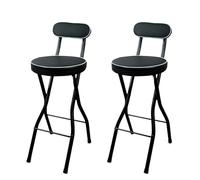 LIJCHGAO Rotondo Sgabelli da Bar Set di 2 sgabelli da bar pieghevoli Sgabello Pieghevole Portatile per Cucina Bistrot per campeggio cucina bar 55cm/60cm/65cm(Black,65cm/26In)