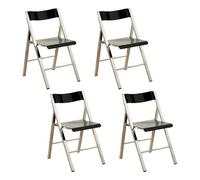 LIJCHGAO Set di 4 Sedie pieghevoli in acrilico Sgabello da Bar Rustico Sedia pieghevole moderna di lusso trasparente per Pranzo Cucina Bar conferenze(Black)