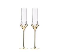 Lijiaxiuyc-101 Bicchieri Fizz Flute da champagne con stelo dorato, 2 pezzi di bicchieri in cristallo, capacità 4,73 once for anniversari matrimonio
