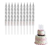 LiJuanWang Candele a Spirale per Torta,50 Pezzi Candeline Compleanno Eleganti per Decorazione Torta Nuziale Matrimonio e Festa di Compleanno Adulti,Decorazioni per Dolci e Cupcake(Argento)