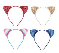 LiJuanWang Cerchietti Glitter per Capelli,4 pezzi Cerchietto Orecchie Gatto Glitter Cerchietti per capelli Gatto Paillettes Cerchietto Glitter Hairband per La Vita Quotidiana Party Cosplay