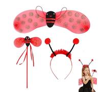 LiJuanWang Costume da Coccinella per Bambini,3 Pezzi Coccinella per Halloween Costume Insetto,Set Completo con Ali,Cerchietto e Bacchetta Magica,per Carnevale,Halloween e Feste