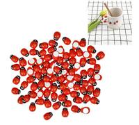 LiJuanWang Mini Coccinelle in Legno, 100 Pezzi Portafortuna, Adesivi Autoadesivi, Decorazioni Api, 9 x 12 mm, per Fai Da Te Artigianali