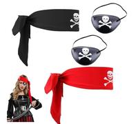 LiJuanWang Pirate Costume Accessories,4 pezzi accessori per costume da pirata,benda sull'occhio Pirate Head Scarf,per feste caraibiche,Halloween,carnevale,travestimento,cosplay