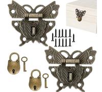 LiJuanWang Serrature Anticate,2 Pezzi Farfalla Fibbia Hasp,2 Pezzi Mini Lucchetti, Vintage Lucchetti Box Latch Hasp Serratura Hasp Pad,per Cassette di Legno Armadi Portagioie