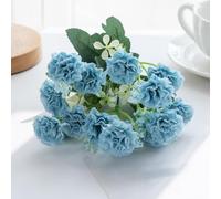 LIJUCAI 1 pz 15 teste fiori artificiali piccolo garofano ghirlanda di Natale casa ricamo artigianato arco di nozze decorazione fiore artificiale (blu)