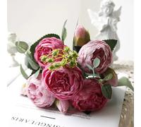 LIJUCAI 1 pz/30 cm rosa rosa bouquet di seta peonia fiore artificiale 5 grandi teste 4 piccoli boccioli sposa matrimonio casa decorazione artifi(21)