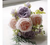 LIJUCAI 1 pz/30 cm rosa rosa bouquet di seta peonia fiore artificiale 5 grandi teste 4 piccoli boccioli sposa matrimonio casa decorazione artifi(17)