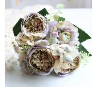 LIJUCAI 1 pz/30 cm rosa rosa bouquet di seta peonia fiore artificiale 5 grandi teste 4 piccoli boccioli sposa matrimonio casa decorazione artifi(4)