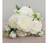 LIJUCAI 1 pz/30 cm rosa rosa bouquet di seta peonia fiore artificiale 5 grandi teste 4 piccoli boccioli sposa matrimonio casa decorazione artifi(13)