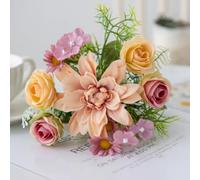 LIJUCAI 1 pz. Fiori artificiali, piccole rose, bouquet da sposa, ghirlanda per festival, composizione floreale per la casa, decorazione per la stanza (1 pz./viola)