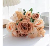 LIJUCAI 1 pz fiori artificiali rose di seta ghirlande per festival casa vaso ornamentale decorazione della stanza bouquet da sposa matrimonio (1 pz/champagne)