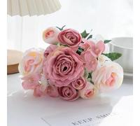 LIJUCAI 1 pz fiori artificiali rose di seta ghirlande per festival casa vaso ornamentale decorazione della stanza bouquet da sposa matrimonio (1 pz/rosa)
