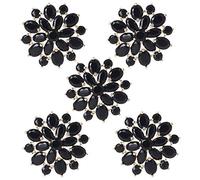 Lijun 5 Pezzi 21 mm Nero Strass Fiore Bottoni Gioielli abbellimenti Accessorio Fai da Te