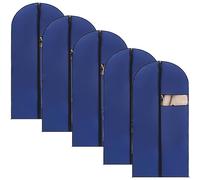 LIKANGLONGJU Confezione da 5 Copriabiti da Appendere, Custodie per Abiti con Finestra Trasparente, Adatta per Proteggere Abiti, Giacche(Blue,60x80cm/24x31in)