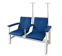 LIKANGLONGJU Panca da Sala D'attesa con Doppio Supporto Portaflebo, Sedie in Metallo, PU e Schiuma, Altezza Seduta 44 cm, Adatte per Ospedali(Blue)