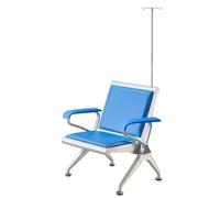 LIKANGLONGJU Panca da Sala D'attesa Monoposto in Metallo, Sedie Poltrone con Asta Portaflebo, Seduta e Schienale in PU, Adatte per Ospedali e Cliniche(Blue)