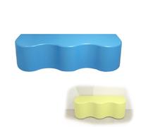 LIKANGLONGJU Panca per Sala D'attesa Ondulata, Sedie Struttura in Legno di Pino, PU Impermeabile e Spugna, Adatta per Scuole, Barbieri, Biblioteche(Blue,120x40x40cm/47x16x16in)