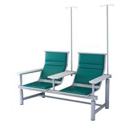 LIKANGLONGJU Panca Poltrone per Sala D'attesa con Doppio Supporto IV per Flebo, in Metallo, Dotate di 2 Aste Portaflebo e 3 Braccioli Allargati(Green)