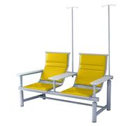 LIKANGLONGJU Panca Poltrone per Sala D'attesa con Doppio Supporto IV per Flebo, in Metallo, Dotate di 2 Aste Portaflebo e 3 Braccioli Allargati(Yellow)