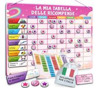 LIKARTO Tabella delle ricompense bambini, 280 magneti, Rosa | 60 attività, 9 magneti vuoti, 180 stelline, 30 bonus, per due bambini, Montessori