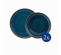 like. by Villeroy & Boch Crafted Denim - Set di 4 piatti, colore: Blu