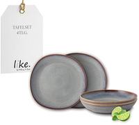 like. by Villeroy & Boch Lave set di stoviglie in terracotta, 4 pz., look pottery, servizio da tavola per 2 persone, beige