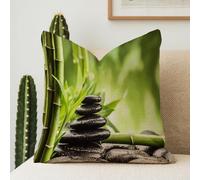 Like Still Life Care Zen Basalt Black Medicine Rock Stones Bamboo Nature Aroma Design Spa Relax Copricuscini Square Fodere Cuscini Lavabili Copricuscino per Balcone Casa Giardino 45X45Cm