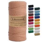 Likeecords macrame corda 2mm x 200m,filo macrame,cotone macrame,filo di cotone per borse all uncinetto per Appendiabiti per Fiori, Home Decor (Carne in polvere)