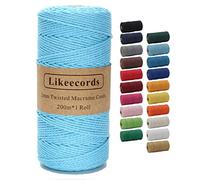 Likeecords macrame corda 2mm x 200m,filo macrame,cotone macrame,filo di cotone per borse all uncinetto per Appendiabiti per Fiori, Home Decor (Blu cielo)